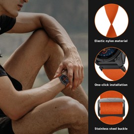 SumRioo 22mm QuickFit Wristband for Garmin Fenix 8/8 Solar 47mm/7 Pro/7/6 Pro/6/5/5 Plus/E, Elastic Nylon Wristbands for Garmin Tactic 8 47mm, Descent G2, Epix 2, Forerunner 965/955, Orange