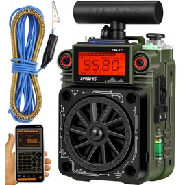 ZHIWHIS AM FM Shortwave Radio with Bluetooth and NOAA Alert, Small Rechargeable Radios with APP Control, Bass, SOS Alarm, Preset, T-Type Antenna, Emergency w/ 9.9 Ft Wire Antenna for Camping ZWS-777