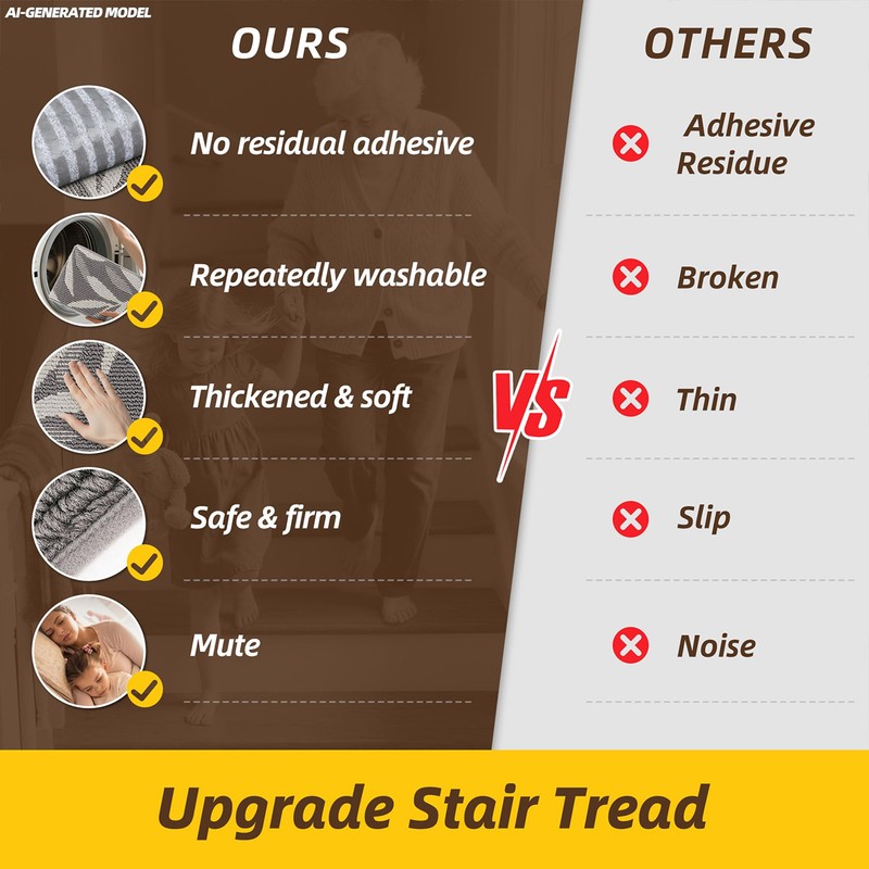 JSEI Stair Treads for Wooden Steps with 3D Leaf Pattern,