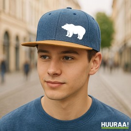 Huuraa Cappy Hat Bear Silhouette Gift Bear Gift Idea, denim, Unit size