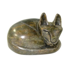The Friendly Trading Co Wild Cat Sculpture in Serpentine Stone by Shona People of Zimbabwe 9 cm Wild Kitty Kitten!