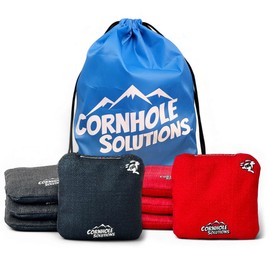 Cornhole Solutions Cornhole Bags Set of 8 – Regulation Pro Style 6x6 – Resin Filled + Tote Bag (Black/Red)