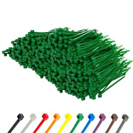 Gocableties Small Green Cable Ties, 100mm x 2.5mm, Bulk Pack of 1000, 4” Premium Nylon Zip Ties, Plastic Tie Wraps, Secure Self-Locking Mechanism, for Home, Garden, Office and DIY