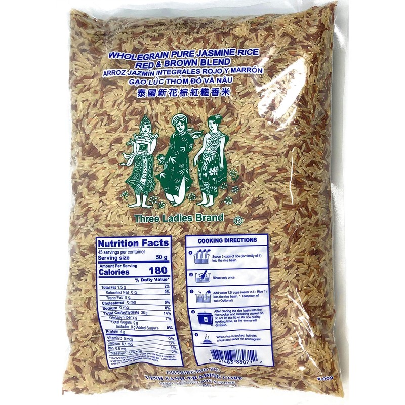 5 Pounds Three Ladies Brand Whole Grain Pure Jasmine Rice