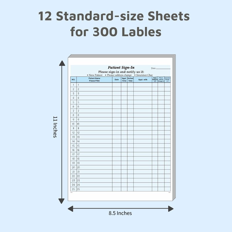Patient Sign-in Sheets, HIPAA Compliant, 12 Sheets, Carbonless 3-Part Forms