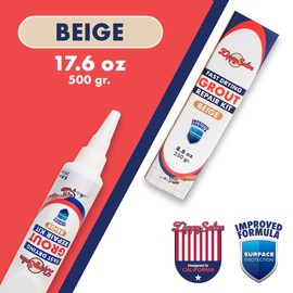 ZippySolve Tile Grout, Repair Kit, 2 Pack Grout Filler, Restore & Renew Tile Joints Line, Fast Drying Tile Grout Paint Squeeze Tube for Bathroom Shower Kitchen Floor, Waterproof (17.6 oz, Beige)