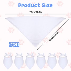 White Dog Bandana, 6 PCS Blank Dog Bandanas Sublimation Pet Bandana DIY Plain Bandanas Washable Triangle Dogs Scarf Pet Handkerchief or Bib for Dogs Puppy Cats Birthday Party Fun Idea Gift