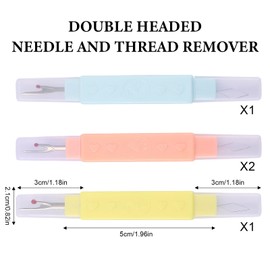 4 Pcs 2 in 1 Needle Threader Seam Ripper,Seam Rippers for Sewing,Stretchable Remover Tool,Suitable for Hand Sewing,Knitting,Cross Stitch,Embroidery,and Thread Removal(Pink*2+Yellow*1+Blue*1)