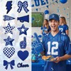 Glitinsel 24 Pcs Blue Football Cheer Patches Iron on for