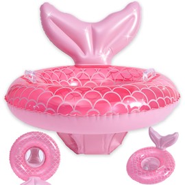 NICECONE Baby Swimming Float for 1-3 Years, Mermaid Inflatable Pool Float with Seat & Handle, 55cm Swim Ring for Toddlers 3-36 Months (Up to 12kg), Pink Baby Float for Girls & Boys, Summer Bath Toy