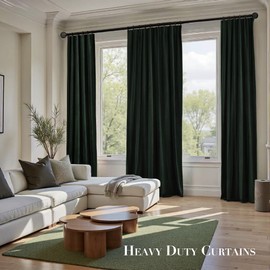 Nemia Dark Green Velvet Curtains Thermal Insulated Blackout Curtain for Bedroom Window Living Room Darkening Luxury Vintage 84 Inches Long Heavy Drapes Panels Back Tab Set of 2