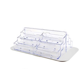 Marketing Holders 2 Pack Spinning Business Card Holder Clear Acrylic White Base 12 Slot Tiered Desk Display for 3.5" x 2" Appointment Cards in Dental Offices