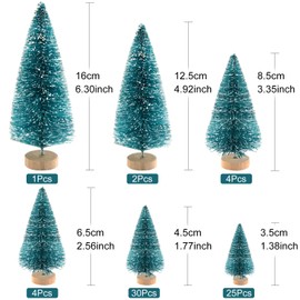 TUPARKA 66Pcs Miniature Bottle Brush Trees Mini Christmas Trees Sisal Snow Pine Trees Tabletop Trees for Christmas Party Decorations DIY Room Decorate Diorama Models