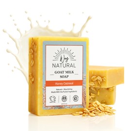 Barras de jabón de leche de cabra, avena con miel (3 barras de jabón para manos y cuerpo) - Jabón suave, sin colorantes, barra de jabón de leche de cabra real