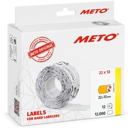 Meto Price Gun Labels (22 x 12 mm, Permanent, Fluorine Orange, Pack of 12,000)