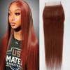 Red Brown 4x4 Closure 33# Straight Invisible Transparent Lace Closure