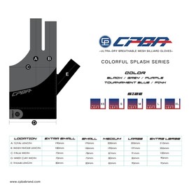 CPBA Professional Billiards Glove (Purple, Large, Left hand Open Finger)