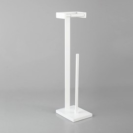 GERZWY Bathroom Toilet Paper Holder Stand SUS 304 Stainless Steel Free Standing Tissue Roll Holder, White