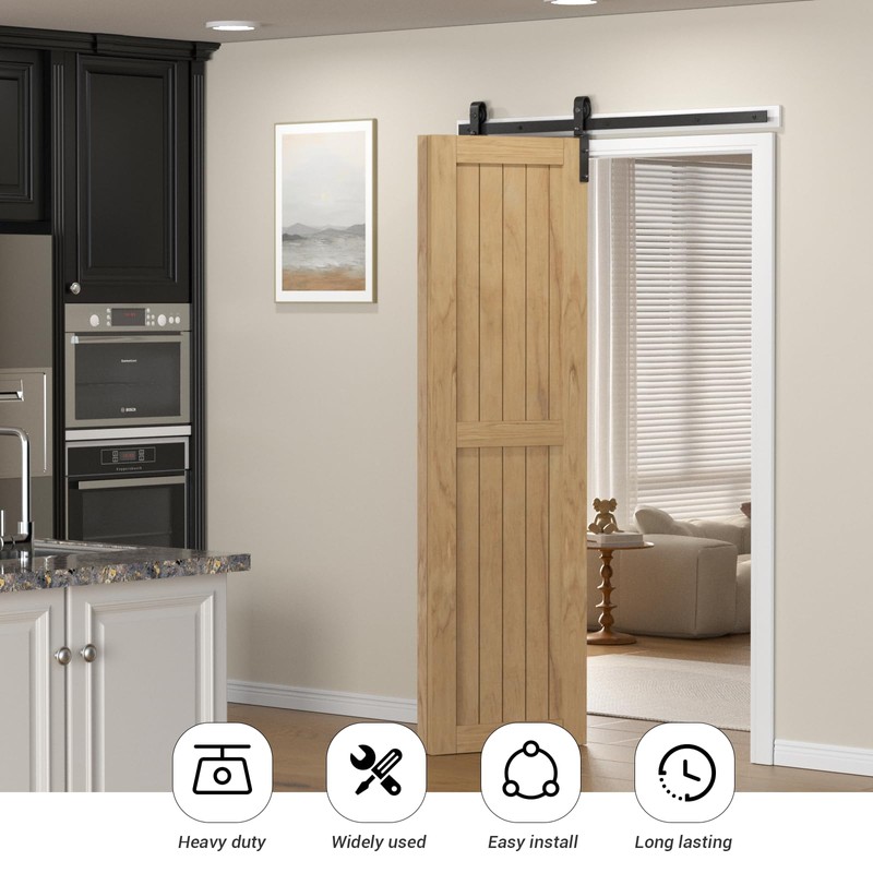 3.5FT/42 Bi-Folding Sliding Barn Door Hardware Kit,Heavy Duty Roller Track