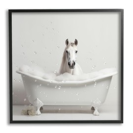 Stupell Industries Horse Bubble Bath Framed Giclee Art by Lazar Studio