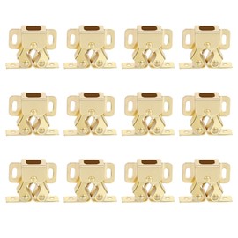 Alise Cabinet Door Latch,Cupboard Closet Doors Catch Closer Double Ball Roller Latches,Cold Rolled Steel Gold Finish CA1000G-12P(Pack of 12)