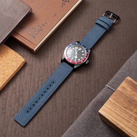 SEURE Canvas Quick Release Watch Band,Cotton Fabric Watch Straps 18mm 19mm 20mm 21mm 22mm 24mm for Men and Women(20,Navy blue-black)