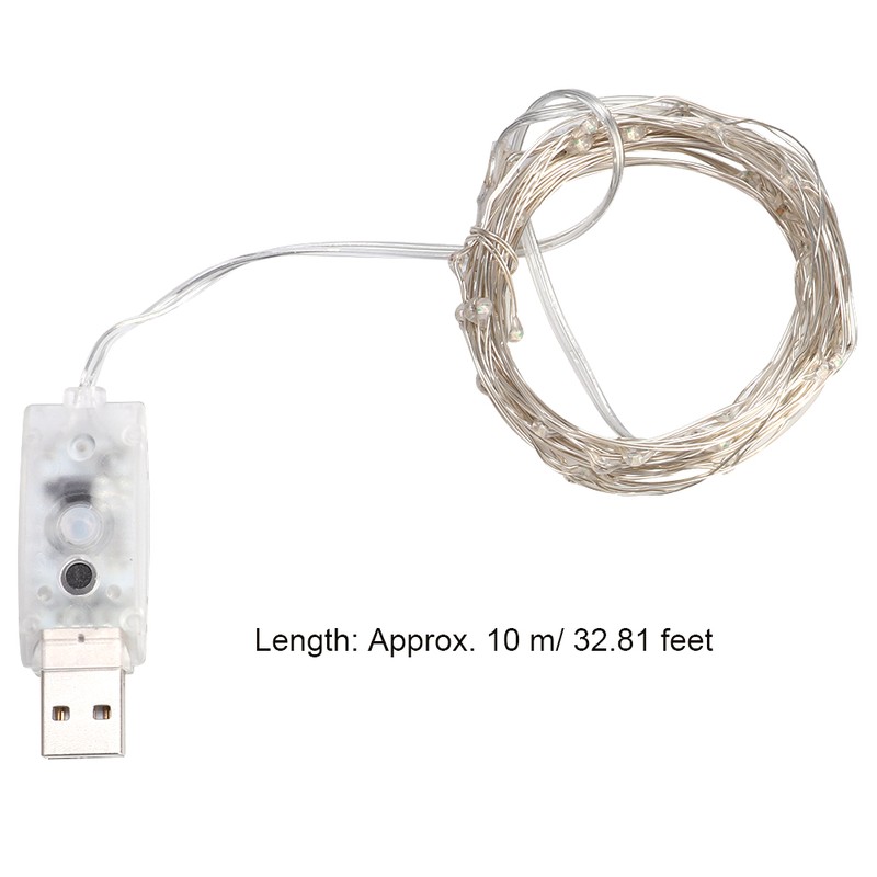 10M 100 Lights Sound Activated Copper Wire LED String Lights