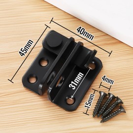 UICCVOKK Pack of 2 Stainless Steel Lockable Deadbolt Locks, Lockable Door Bolt, Hole Latch Black, 2 in 1 Bolt with Lock Hole and 8 x Screw, 60 x 50 mm Deadbolt Lock for Gate, Window, Fence