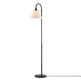 Globe Electric 61000146 62" Floor Lamp, Matte Black, White Fabric Shade, On/Off Rotary Switch on Socket, 6-Foot Black Cord, Reading Light, Bedroom, Living Room, Home Decor