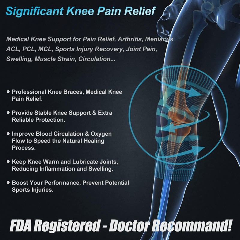 NEENCA Kniestütze, Komprimierte Kniebandage mit Patella Gel Pads & Feder