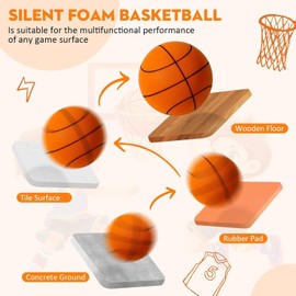 Silent Basketball, 2025 Upgrade Dribble Dream Silent Basketball, Si-Lent Basket-Ball Dribbling Indoor, Foam Basket-Ball Indoor Training Ball for Various in-Door Activities(No. 7, 9.4 in)