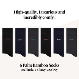 Naked Nation Premium Bamboo Socks for Men and Women, 6 Pairs Super Soft Top with Comfort Waistband, Without Rubber, Unisex Business Socks, Breathable, Dresses and Work Socks, 7 Colours, Sizes 35-47, 2