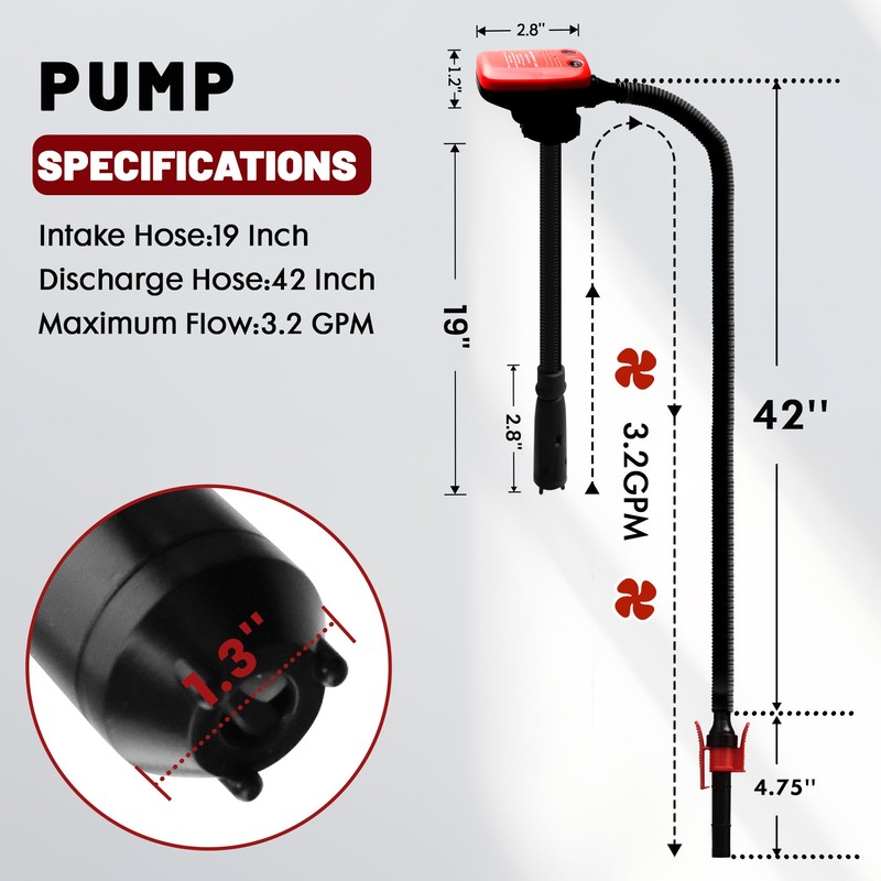 PUMPTOR Fuel Transfer Pump Rechargeable Gas Pump For Gas Can