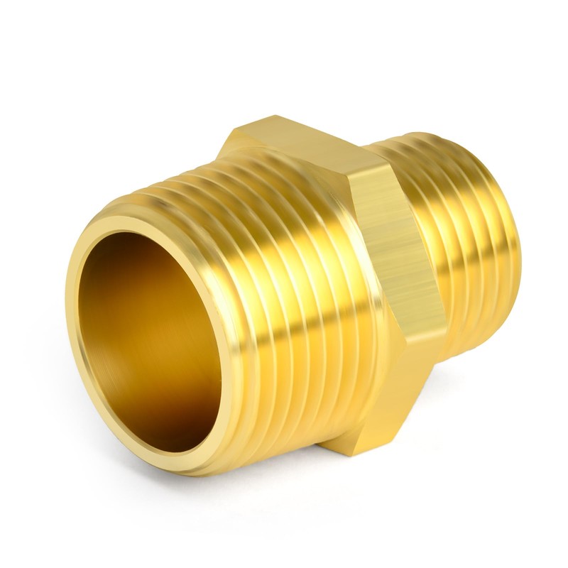 TAILONZ PNEUMATIC 5PCS Brass Pipe Fitting, Reducer Adapter, Hex Nipple,