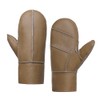 Men Winter Mittens Shearling Sheepskin Fur Lined Leather Mittens,Camel,L