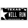 BLVD WILL RUN Texas Car License Plate including Hardware Made