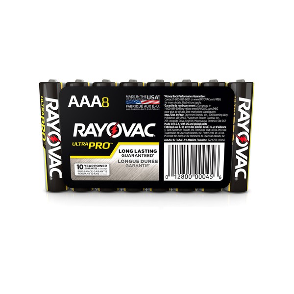 Rayovac Batteries ALAAA8PK Alkaline Batteries, Size AAA (Pack of 8)