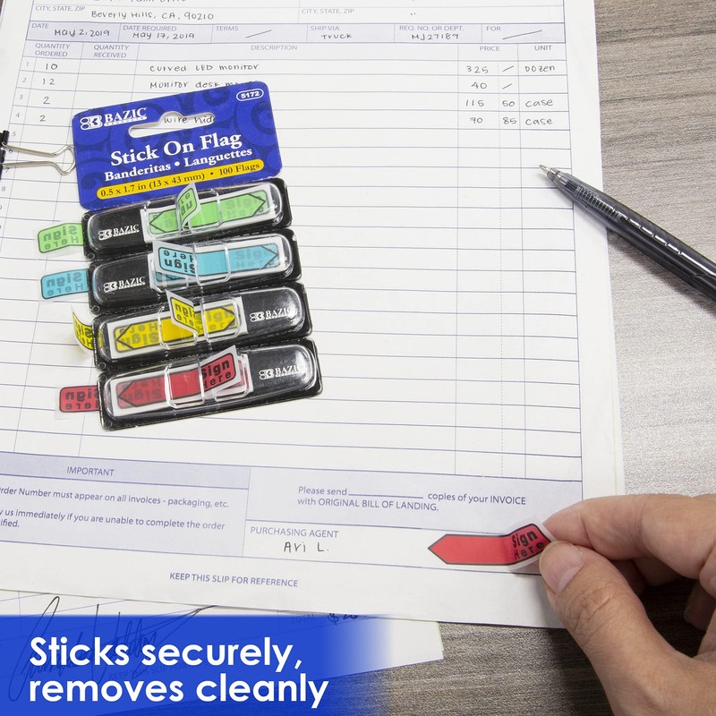 BAZIC Products Neon Page Marker Dispensers, Sticky Notes for Study
