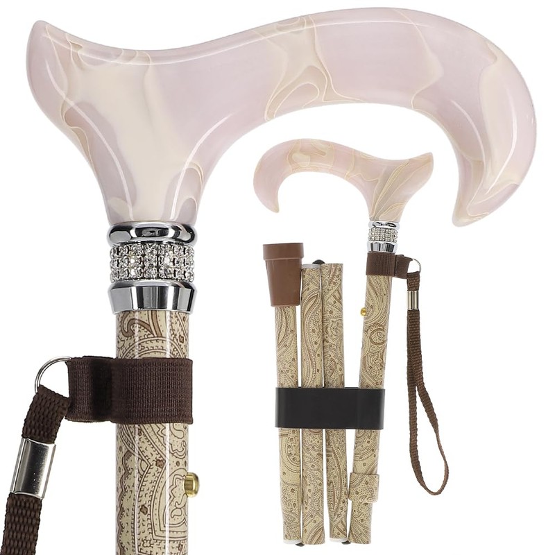 Royal RC Canes Designer Folding Bold Canes for Women, Creme