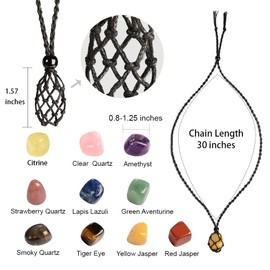 Anjiucc Natural Gemstone Crystal Green Aventurine Pendant Necklace Stone Holder Necklace Cord Hand-Woven Necklace with Adjustable Length for Women Men