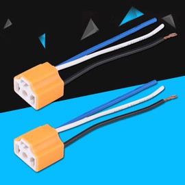 Lamp Socket H4 Connector 2 Pieces Ceramic Socket Female Ceramic Headlight Wiring Harness Conversion Kit Plug Adapter Socket for H4 / 9003 / HB2