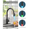 FORIOUS LED Kitchen Faucet with Pull Down Sprayer, Black Single