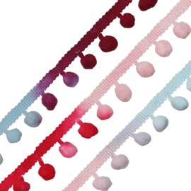 10 Yards 8/9" Wide（Segment Dyeing）Pom Pom Small Round Ball Fringe Trim DIY Craft Sewing Accessory for Home Curtain Clothes Pillow Decoration(Segment Dyeing -10Yards)