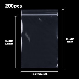 Bäcker & Lecker Zip Bags Pack of 200 10 x 15 cm Ziplock Bags Reusable Transparent Polyethylene Bags