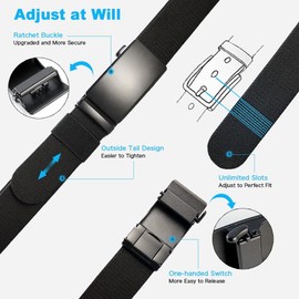 DOOPAI - Cinturón de golf elástico para hombre, cinturón de nailon para hombre, cinturón de carraca casual, ajuste ajustable para adaptarse, Negro + Gris, 40-48 waist adjustable 135cm