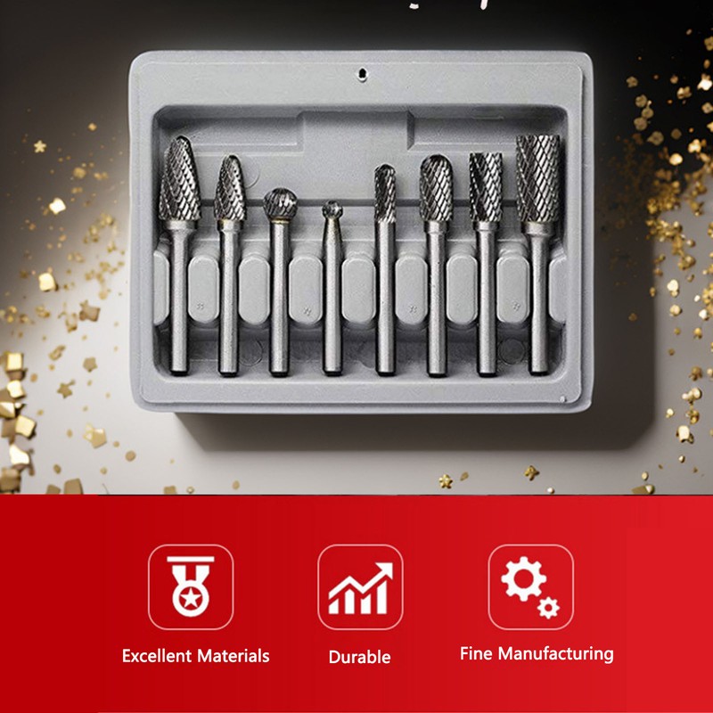 8PCS Set Stone Carving Set Tungsten Steel Rotary Polishing Rotary