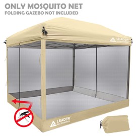 Leader Accessories Mesh Screen Zippered Wall Panels for 10' x 10' Canopy (Tent Walls Only, Frame and Top Not Included) (Beige mesh Wall)