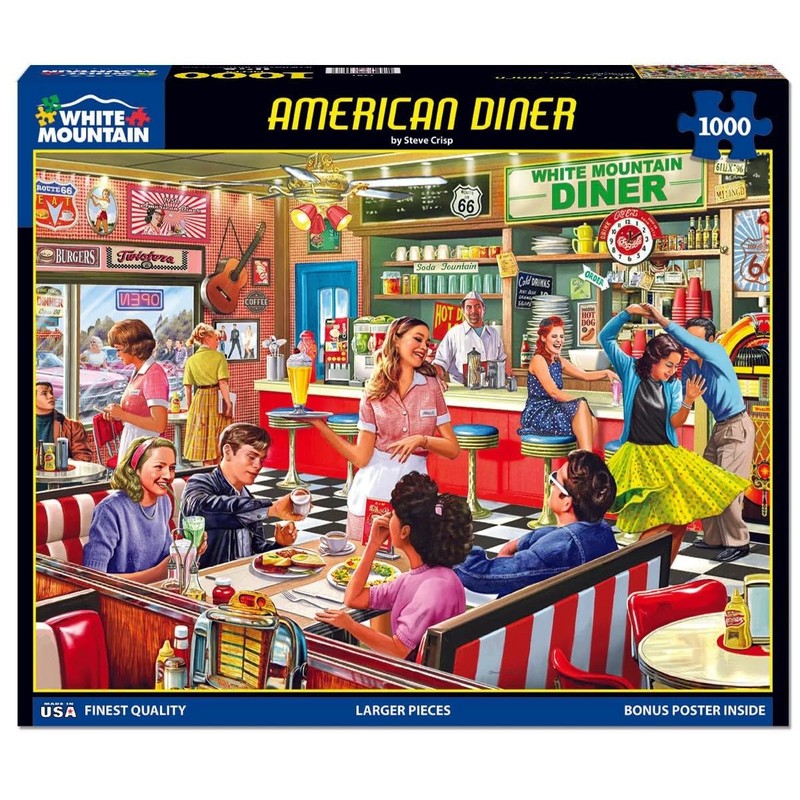 White Mountain Puzzles American Diner, 1000 Piece Jigsaw Puzzle