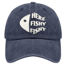 Paunook Here Fishy Fishy Golf hat Humor Hiking Caps for Who Like Embroidered