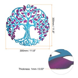 PATIKIL Metal Tree Wall Decor, Tree of Life Wall Sculpture Ornament Hanging Wall Decoration for Home Indoor Outdoor, Purple Blue